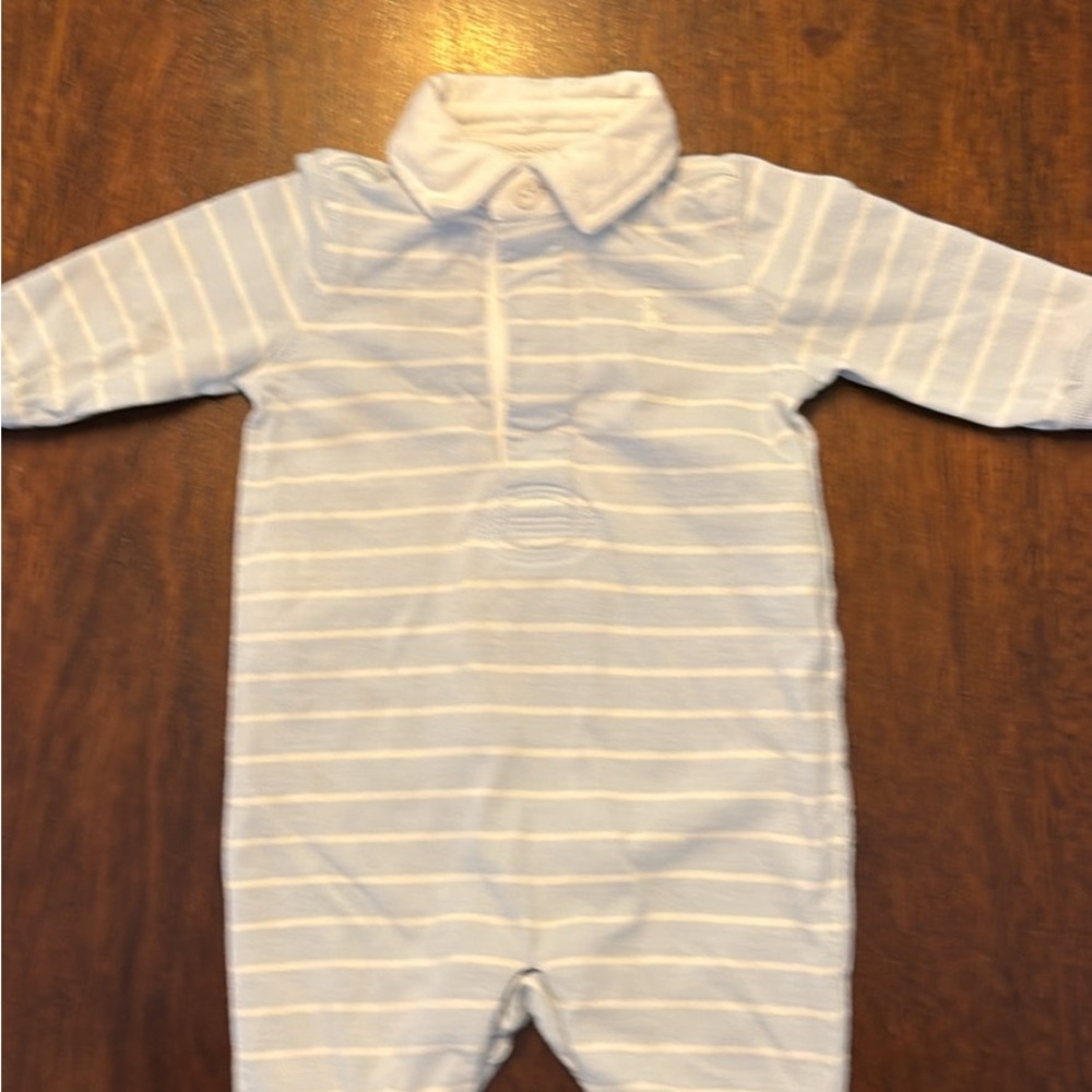 Ralph Lauren Light Blue Striped Kids Footie